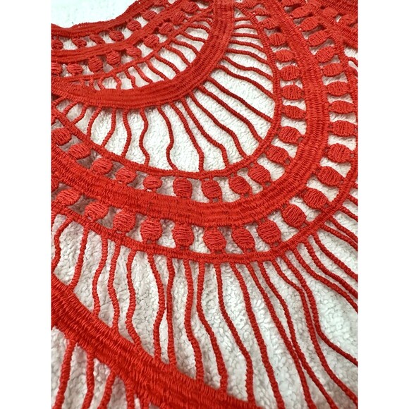 DIVIDED Tank Top Crochet Back Detail Cut-Out Pattern US 6 Flowy Coral Red NEW - Picture 5 of 8